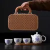 Juego de Té de Viaje Kung Fu, Jade Grasa de Oveja Filigrana Plata Envuelto Loto, Juego de Té de Una Tetera y Tres Tazas, Regalo de Negocio para Eventos