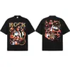 Camiseta Stejwell Retrô Americano Dwayne Johnson Estampa Dupla Manga Curta Algodão Puro Pesado Unissex Marca Tendência