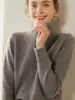 Suéter Feminino Grosso Solto de Cashmere com Gola Alta Meia-Calça Outono e Inverno Camada Base Malha de Lã para Mulheres