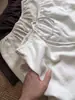 Shorts Casuales Blancos Sueltos Simples de Lino Delgado de Verano con Cintura Elástica y Cordón de Pierna Recta Ancha para Mujer, Versátiles y Adelgazantes