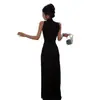 Vestido Puro y Atractivo de Cuello Halter sin Mangas para Mujer, Nueva Moda de Primavera, Ceñido a la Cintura, Adelgazante, Aspecto de Alta Gama, Vestido Largo Bodycon