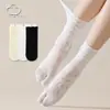 Calcetines de verano finos para mujer con dos dedos y bordes volantes, calcetines de encaje para mujer, calcetines lindos apilables estilo japonés, calcetines de dos dedos