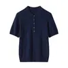 Estilo Nuevo Primavera y Verano Importado de Alemania Hilo Yangzi 100% Lana Pura Peinada Cuello Polo Simple Tejido de Lana Pura Manga Corta