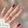 PD-15 Vinho Tinto Morango Doce Unhas Postiças Quadradas Curtas Glitter Menina Doce Bloco de Cor Verde Francesas 24 Peças Unhas Usáveis Pontas de Unha Atacado