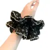 Nudo de Pelo Nuevo Otoño 2025 con Borde de Encaje Negro Estampado para Mujer con Estilo Francés, Nudo de Pelo de Alta Gama en la Parte Posterior de la Cabeza