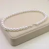 Colar de Pérolas Redondas Brancas Shijia Não Solta Fios, Brilho Forte, Moda de Nicho, Corrente para Suéter Simples e Elegante, Atacado