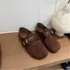 Primer Encuentro Jiping Plano Birkenstock Zapatos Individuales Mujer 2026 Nuevo Retro Hebilla de Cuero Mocasines sin Cordones Mujer