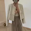 ¡Nueva Ropa para Mujer de Dongdaemun, Corea del Sur! Chaqueta Corta de Metal Estilo Francés para Mujer