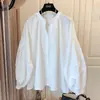 Nova Roupa Feminina de Primavera e Outono, Camisa Solta Plissada Estilo Francês Retrô com Mangas Bufantes, Blusa Elegante e Chique para Mulheres
