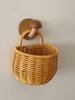 Cesta de Almacenamiento para Cebolla, Jengibre y Ajo de Cocina Montada en la Pared Cesta Tejida de Mimbre de Imitación Satchchel Retro Cesta Pequeña Cesta de Frutas Cesta de Flores Cesta de Huevos