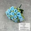 Flores artificiales personalizadas para bodas, flores artificiales de rosa de 18 cabezas para decoración del hogar, ramo de novia de seda