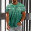 Camiseta de Manga Corta con Estampado 3D Estilo Étnico Retro Europeo y Americano 2025 Nueva Primavera y Verano para Hombre Cuello Redondo Ojo de Horus
