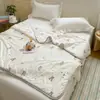 Colcha de verão de algodão tricotado com tema de dinossauro para crianças, manta de ar condicionado para bebê, colcha fina de verão com desenho animado para berçário