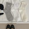 Calcetines de Mujer Primavera y Verano Calcetines con Encaje de Boca de Burbuja Calcetines de Rizo de Algodón Puro Calcetines Blancos Bordados con Amor Estilo Dulce Estilo Coreano para Mujer