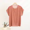 Top de algodón y seda de manga corta para mujer, verano, holgado, estilo coreano, versátil, casual, color liso, manga murciélago, talla grande, camiseta de rayón