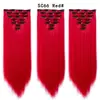 Set de Siete Piezas de Extensiones de Cabello Clip-In Europeas y Americanas para Mujeres, 16 Piezas de Cabello Clip-In, Cabello Largo Liso de Seda de Alta Temperatura, Set de 7 Piezas de Extensiones de Cabello