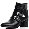 Hebilla de Cinturón Europea y Americana Botas Romanas Retro Punta Fina Talla Grande Botas de Mujer Tallas 40414243 Tacón Alto Botines Comercio Exterior Botas