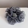 Goma para el pelo grande de lunares estilo coreano para primavera-verano para mujer, malla de alta gama con bordes rizados, goma para coleta, accesorio para el pelo casual