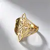 Anillo de Acero Inoxidable Dorado con Diseño Calado Filigrana, Anillo de Moda de Lujo Ligero para Mujer, Suministro Transfronterizo al por Mayor