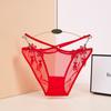 Calcinha de Renda Bordada Preta Triângulo para Mulheres, Em Estoque, Alça Fina, Sedutora, Levanta Bumbum, Bumbum em Formato de Pêssego, Cintura Alta de Renda