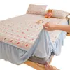 Saia de Cama e Colcha Classe A Dois em Um Colcha de Leite para Outono e Inverno Saia de Cama Espessa Quente Antiderrapante Conjunto de Três Peças