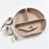 Plato para bebé, charola para comida de bebé, plato dividido de silicona tipo ventosa para autoalimentación, vajilla infantil, plato anticaídas