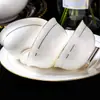 Tazón de Cerámica de Jingdezhen Lujo Simple Accesible Cocido a Alta Temperatura Porcelana de Hueso Pata Alta Anti-Escaldante Tazón Dorado Tazón de Cerámica para Arroz para Uso Doméstico