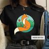 Nueva camiseta de manga corta estilo simple europeo y americano serie Día de la Madre estampado de zorro top camiseta