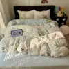 Nuevo juego de sábanas de invierno gruesas para niños, diseño de dibujos animados, terciopelo de leche, juego de cuatro piezas con faldón de cama, fabricante mayorista de dropshipping