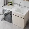 Gabinete completo con marco de aluminio de panal engrosado, lavadora integrada y gabinete de balcón, lavadero con tabla de fregar y lavabo