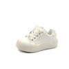 Zapatos Deportivos Casuales para Niñas Primavera y Otoño 2025 Nuevos Zapatos de Lona de Cuero para Niños Medianos y Grandes Ligeros Zapatos Blancos de Suela Suave