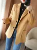Nuevo Abrigo de Lana Corto de Alta Gama Otoño/Invierno 2025 para Mujer, Doble Cara de Cachemira, Corte Holgado, Cuello Blazer, para Mujeres Petites