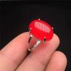 Anillo festivo de calcedonia de hielo para mujer, hibisco rojo, jade rosa amarillo, plata 925, anillo simple para novias celebridad de internet, boca abierta