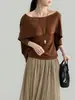 Suéter Tejido de Lino Simple para Mujer, Suéter de Lana Estilo Old Money, Top Elegante de Doble Uso 2766