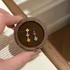 Brincos de Zircônia Dopamina de Verão Atacado Nicho Luxo High-End Conjunto de Brincos e Anel Trevo Arco-Íris para Mulheres