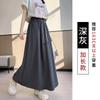 Saia simples estilo coreano feminina, vestido midi emagrecedor de verão, cintura alta, cor sólida, saia casual para deslocamento, linha A