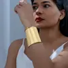 Pulseras Abiertas Doradas y Plateadas Estilo Minimalista Europeo y Americano, Brazaletes Anchos Huecos, Pulseras de Metal Mixtas para Mujeres Viajeras