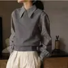 Colete Tricotado Gola Redonda de Cashmere Feminino Primavera e Outono Sem Mangas Peça Externa Suéter 100% Lã Suéter Solto Colete Externo