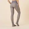 Leggings de otoño e invierno translúcidos para la piel, de talla grande, con forro polar para mujer, color gris de azafata, medias gruesas LX