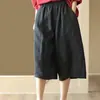 **Gangas Liquidación de Comercio Exterior Descuento Color Sólido Pantalones de Siete Puntos para Mujer Sueltos Retro Casual Shorts Pantalones de Algodón Lino para Mujer**
