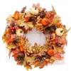 Nueva Corona de Calabaza y Piña de Otoño Decoración Colgante para Puerta y Ventana Corona de Guirnalda de Bayas Hoja de Arce para Jardín de Acción de Gracias Decoración de Pared