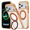Capa de Celular com Suporte Magnético e Engrenagem de Amortecimento para Alívio de Tensão, Adequada para iPhone 17 Pro Max Capa de Celular Transparente