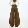 Jeans de Pierna Ancha de Tiro Alto Color Café Oscuro para Mujer, Corte Holgado, Adelgazantes, Pantalones Rectos con Caída, Pantalones de Longitud Completa