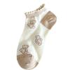 2023 nuevos calcetines cortos de encaje con diseño de oso de dibujos animados de amor, calcetines bajos finos para mujer, calcetines de barco casuales de poliéster algodón, calcetines de primavera y verano para mujer