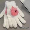 Loopy Little Beaver bonito doce menina estilo menina luvas de pelúcia pele de vison inverno espessado cold-proof luvas quentes