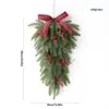 Nuevo árbol de Navidad invertido estilo americano pino de Norfolk corona navideña decoración de puerta principal con adorno colgante de lazo burdeos transfronterizo