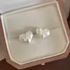 Pendientes Artísticos Versátiles Estilo Francés Mariposa Semitransparente Corazón Cepillado, Pendientes Minimalistas de Lujo Ligero para Commuter en Oro y Plata con Forma de Corazón