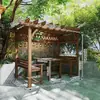 Cenador Pequeño Exterior para Niños Patio Exterior Simple Pequeño Exterior Enrejado de Uvas Mesa y Sillas de Madera Casa de Madera Maitebao