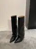 Botas altas de punta estilo europeo y americano para mujer, nueva colección otoño/invierno 2026, caña ancha, botas de pierna recta adelgazantes, botas de equitación con tacón de cuña