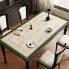 Mantel Protector de Mesa de Comedor de Lujo Ligero Estilo Retro Francés de Gama Alta, Impermeable, Resistente al Aceite, Lavable, Resistente al Calor, Cuero, Estilo Vintage